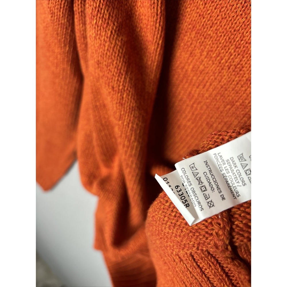 Chaps Men's Sweater Large Orange Mock Neck Henley Elbow Patches Suede Trim 2982 - Picture 11 of 13